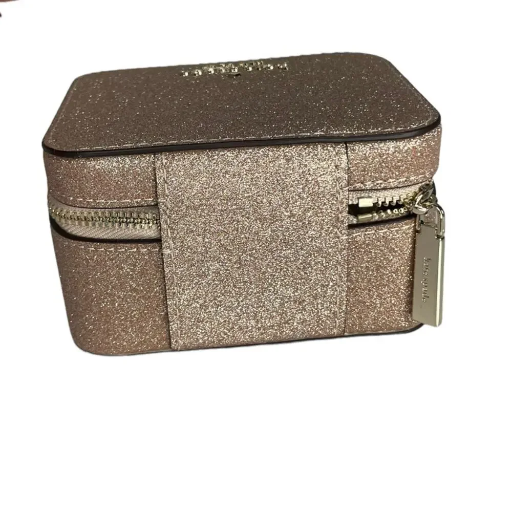 Kate spade Glitter Tinsel Boxed Jewelry Holder Box in Rose Gold